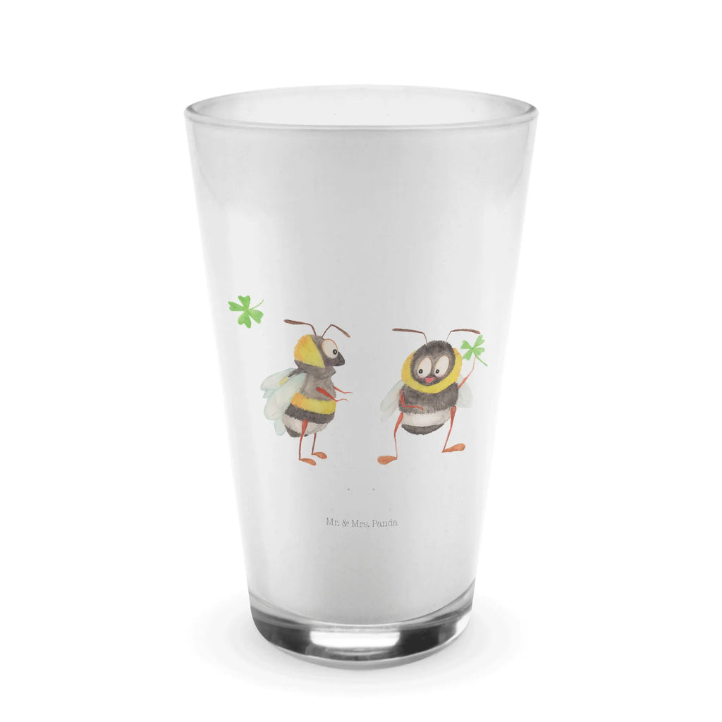 Glas Hummeln mit Kleeblatt Cappuccino Glas, Glas, Cappuccino Tasse, Latte Macchiato, Tiermotive, Gute Laune, lustige Sprüche, Tiere, Hummel, Biene, Spruch positiv, Biene Deko, Spruch schön, glücklich sein, glücklich werden, Spruch fröhlich