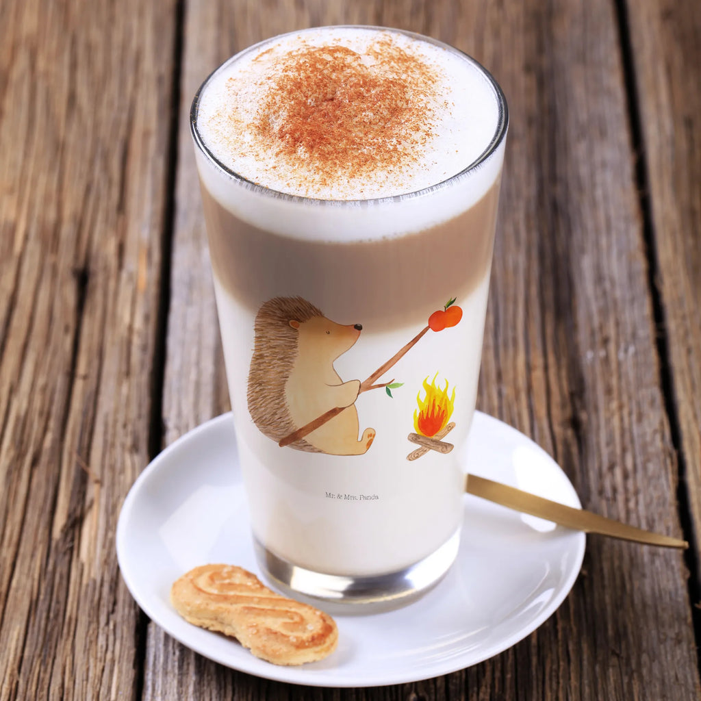 Glas Igel grillt Cappuccino Glas, Glas, Cappuccino Tasse, Latte Macchiato, Tiermotive, Gute Laune, lustige Sprüche, Tiere, Igel, Grillen, Ziele, Motivation, arbeitslos, Sinn des Lebens, Spruch