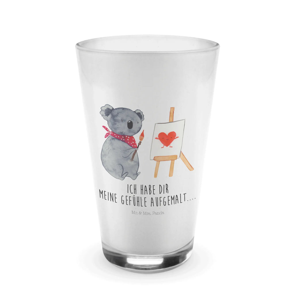 Glas Koala Künstler Cappuccino Glas, Glas, Cappuccino Tasse, Latte Macchiato, Koala, Koalabär, Liebe, Liebensbeweis, Liebesgeschenk, Gefühle, Künstler, zeichnen