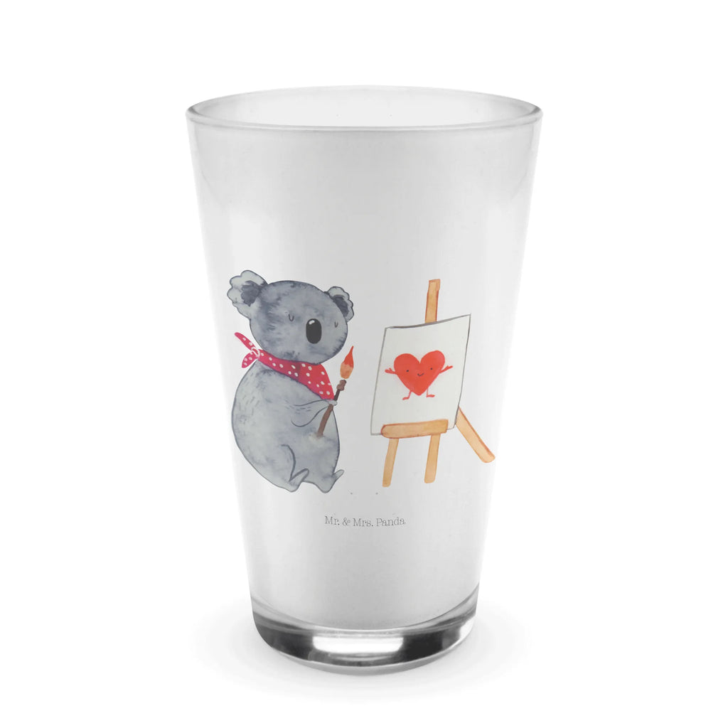 Glas Koala Künstler Cappuccino Glas, Glas, Cappuccino Tasse, Latte Macchiato, Koala, Koalabär, Liebe, Liebensbeweis, Liebesgeschenk, Gefühle, Künstler, zeichnen