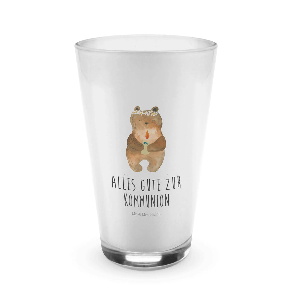 Glas Kommunion-Bär Cappuccino Glas, Glas, Cappuccino Tasse, Latte Macchiato, Bär, Teddy, Teddybär, Kommunion, Gottes Segen, Taufkerze, katholisch