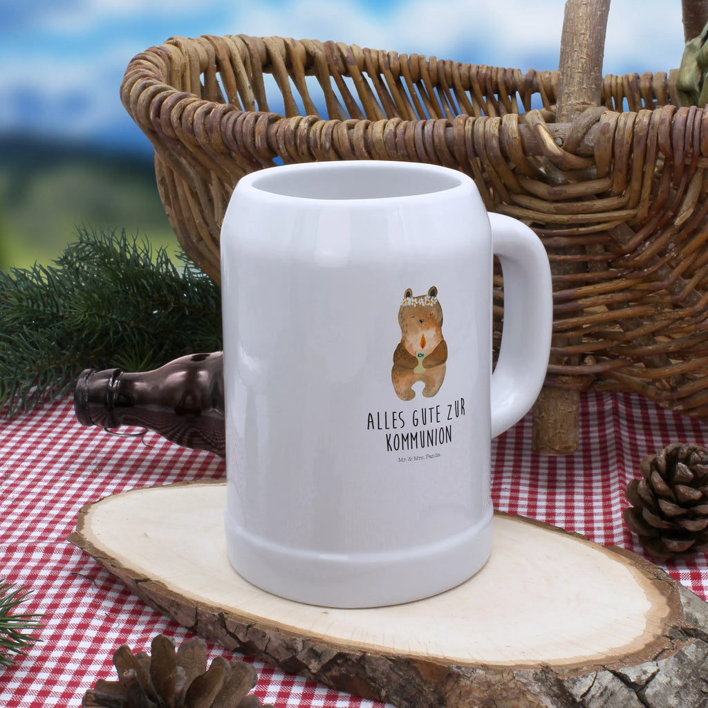 Bierkrug Kommunion-Bär Bierkrug, Bierkrüge, Bierkrug Steingut, Steinkrüge, 0, 5 l, 500ml, Krug, Bär, Teddy, Teddybär, Kommunion, Gottes Segen, Taufkerze, katholisch