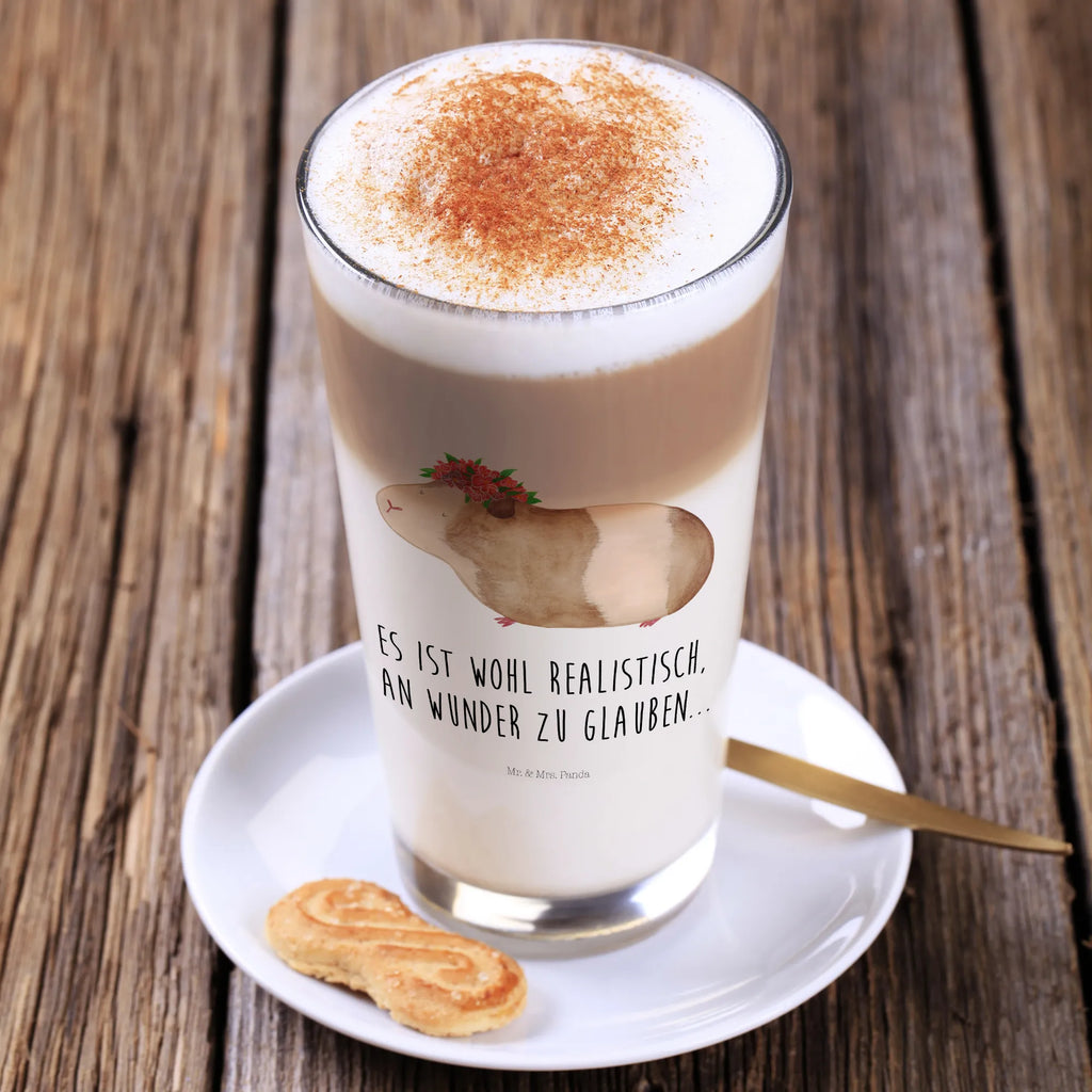 Glas Meerschweinchen weise Cappuccino Glas, Glas, Cappuccino Tasse, Latte Macchiato, Tiermotive, Gute Laune, lustige Sprüche, Tiere, Meerschweinchen, Meerie, Meeries, Wunder, Blumenkind, Realität, Spruch, Weisheit, Motivation, Wunderland