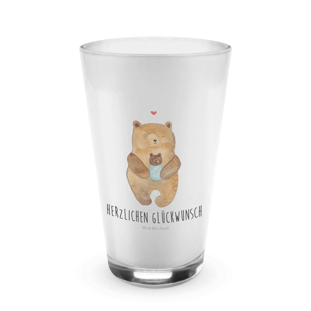 Glas Bär mit Baby Cappuccino Glas, Glas, Cappuccino Tasse, Latte Macchiato, Bär, Teddy, Teddybär, Eltern, Mutter, Baby, Taufe, Geburt, Nichte, Neffe, Enkel, Enkelin, Täufling, Geburtstag, Glückwunsch