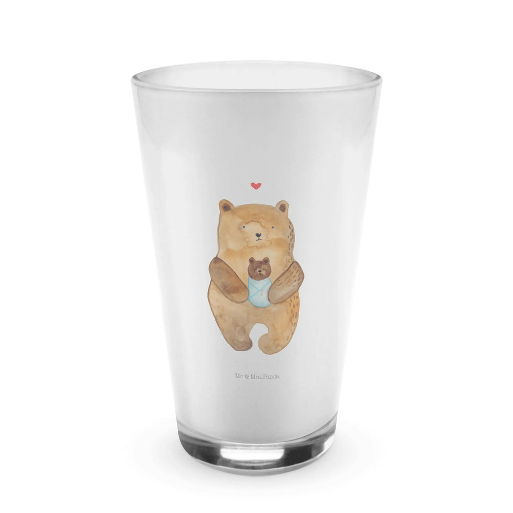 Glas Bär mit Baby Cappuccino Glas, Glas, Cappuccino Tasse, Latte Macchiato, Bär, Teddy, Teddybär, Eltern, Mutter, Baby, Taufe, Geburt, Nichte, Neffe, Enkel, Enkelin, Täufling, Geburtstag, Glückwunsch