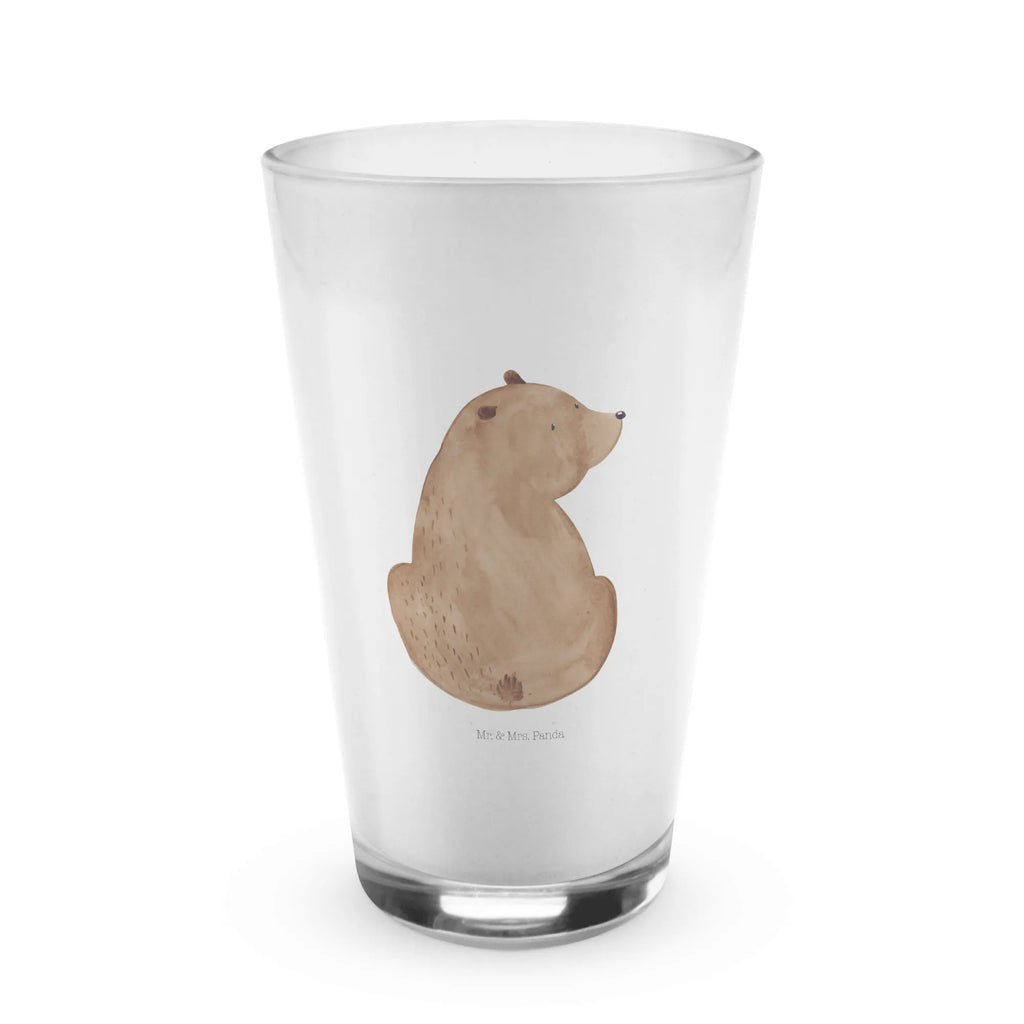 Glas Bär Schulterblick Cappuccino Glas, Glas, Cappuccino Tasse, Latte Macchiato, Bär, Teddy, Teddybär, Selbstachtung, Weltansicht, Motivation, Bären, Bärenliebe, Weisheit