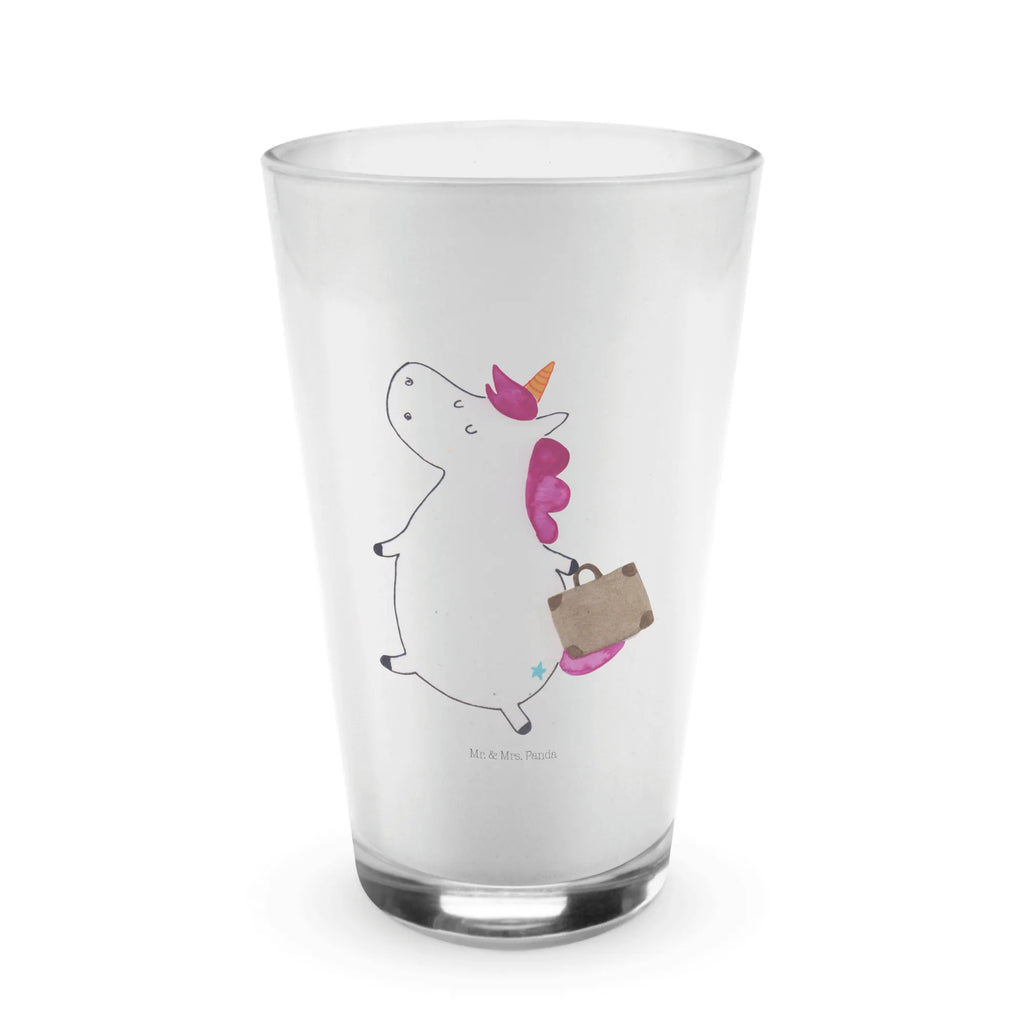 Glas Einhorn Koffer Cappuccino Glas, Glas, Cappuccino Tasse, Latte Macchiato, Einhorn, Einhörner, Einhorn Deko, Unicorn, unicorn, Koffer, Verreisen, Reise, Gepäck, Abenteuer, Erwachsen, Kind, albern, Spaß, lustig, witzig