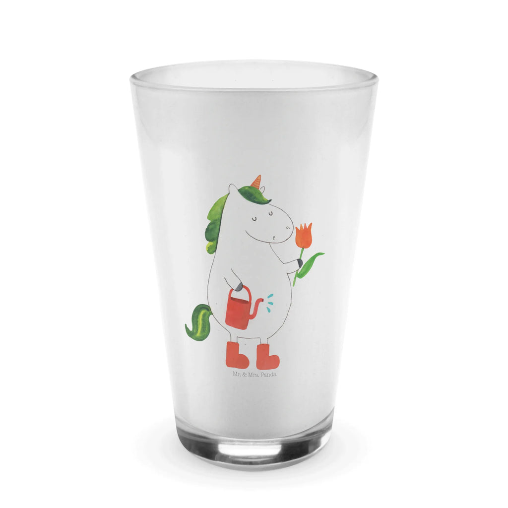 Glas Einhorn Gärtner Cappuccino Glas, Glas, Cappuccino Tasse, Latte Macchiato, Einhorn, Einhörner, Einhorn Deko, Pegasus, Unicorn, Luftballon, Gießkanne, Giesskanne, Lebenslust, Freude, Blume, Freundin, Garten, Stiefel