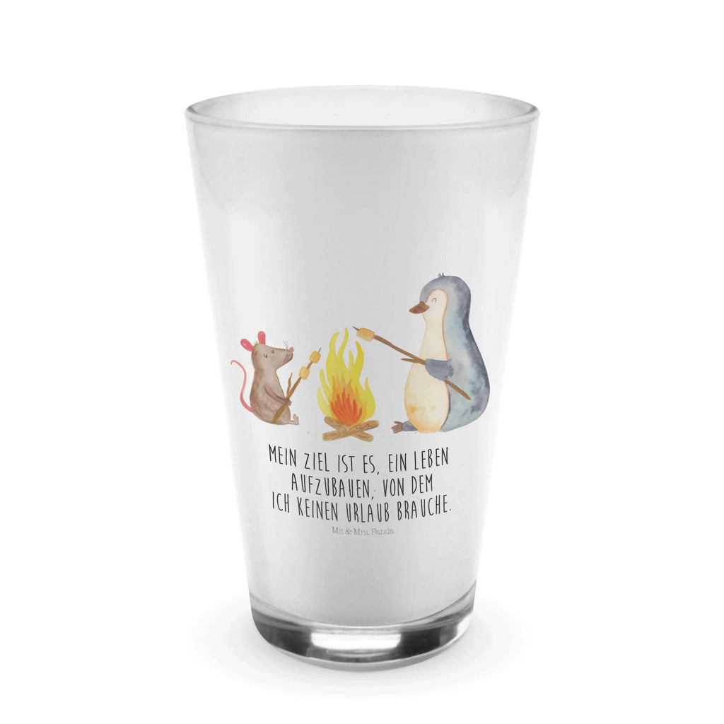 Glas Pinguin Lagerfeuer Cappuccino Glas, Glas, Cappuccino Tasse, Latte Macchiato, Pinguin, Maus, Pinguine, Lagerfeuer, Leben, Arbeit, Job, Motivation, Büro, Büroalltag, Lebensspruch, Lebensmotivation, Neustart, Liebe, grillen, Feuer, Marshmallows