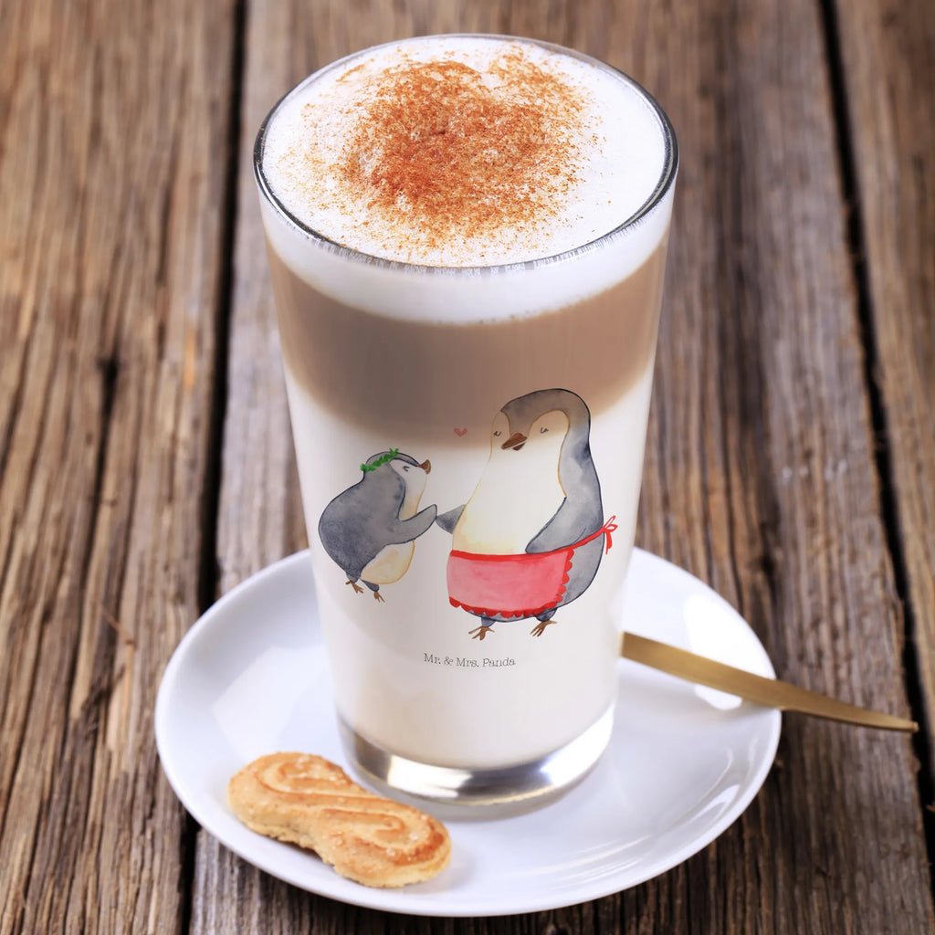 Glas Pinguin mit Kind Cappuccino Glas, Glas, Cappuccino Tasse, Latte Macchiato, Familie, Vatertag, Muttertag, Bruder, Schwester, Mama, Papa, Oma, Opa, Geschenk, Mami, Mutti, Mutter, Geburststag