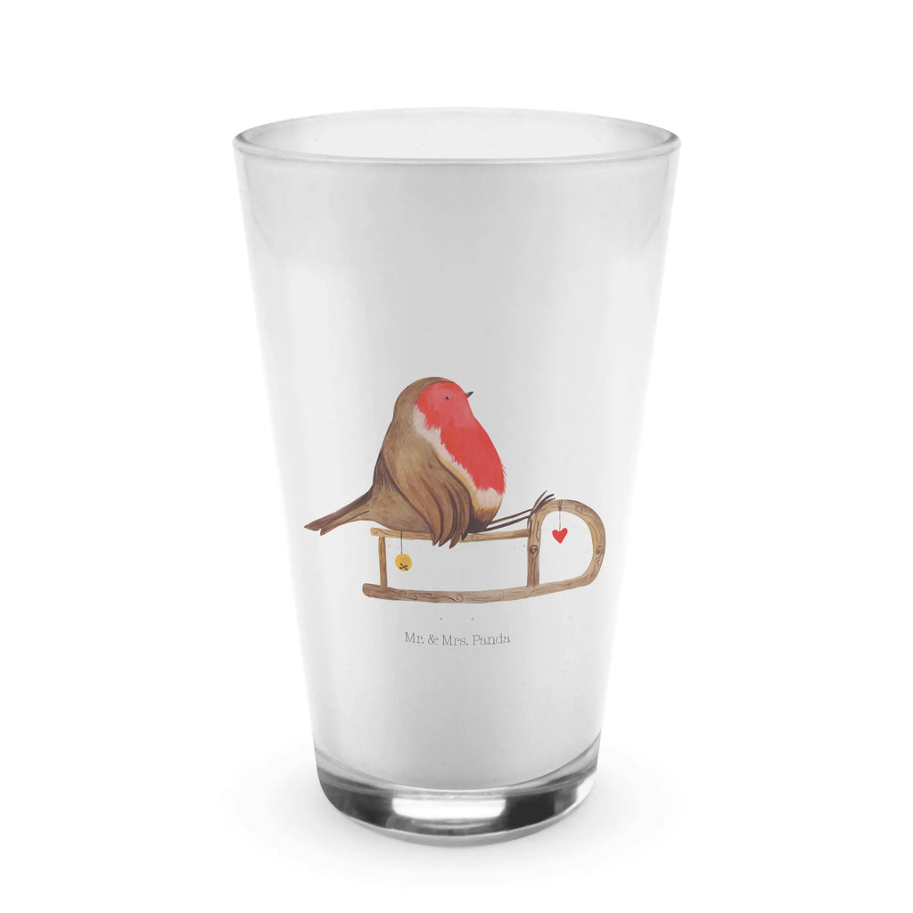 Glas Rotkehlchen Schlitten Cappuccino Glas, Glas, Cappuccino Tasse, Latte Macchiato, Winter, Weihnachten, Weihnachtsdeko, Nikolaus, Advent, Heiligabend, Wintermotiv, Schlitten, Vogel