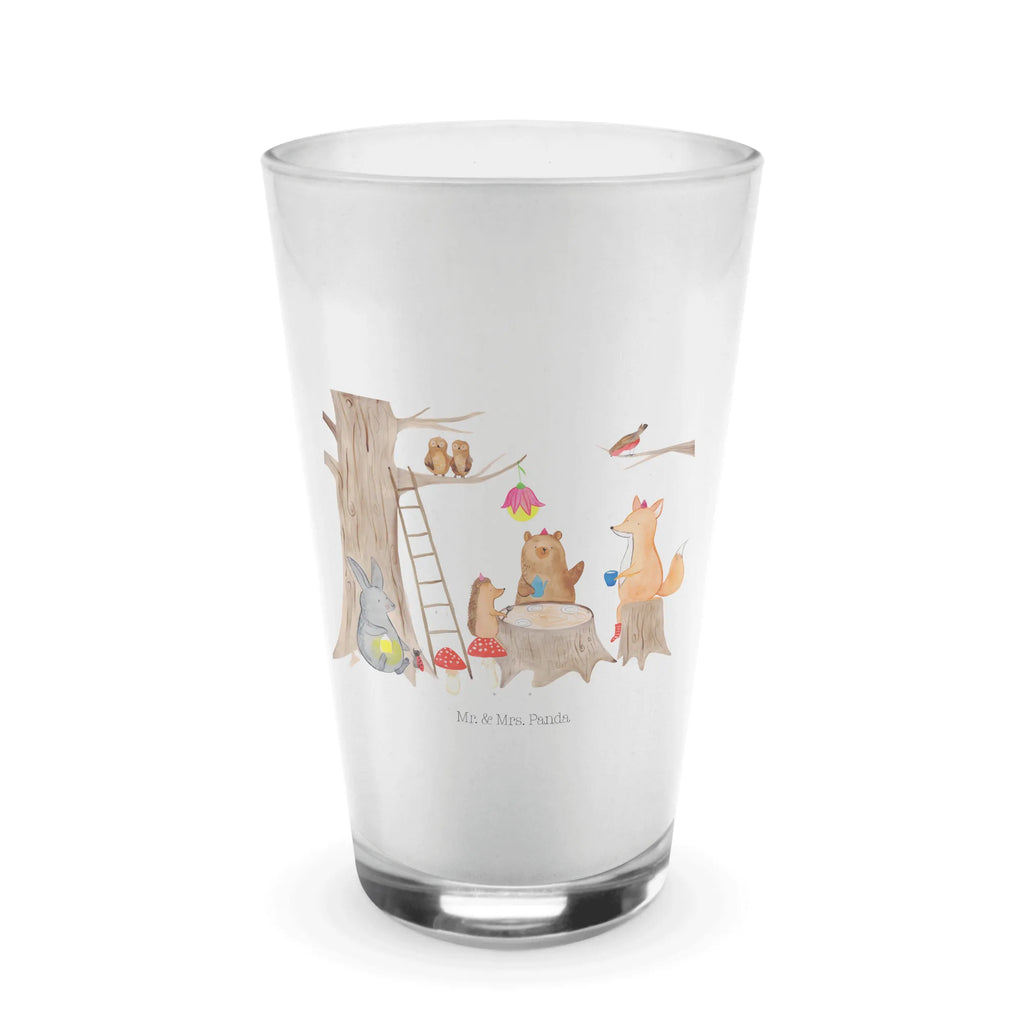 Glas Waldtiere Picknick Cappuccino Glas, Glas, Cappuccino Tasse, Latte Macchiato, Tiermotive, Gute Laune, lustige Sprüche, Tiere, Waldtiere, Picknick, Wald, Fuchs, Hase, Igel, Maus, Eichhörnchen