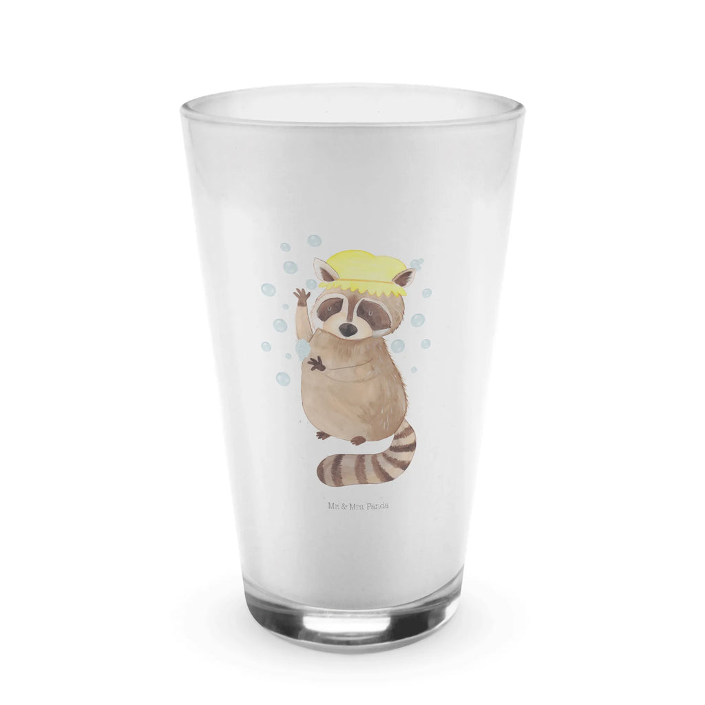 Glas Waschbär Cappuccino Glas, Glas, Cappuccino Tasse, Latte Macchiato, Tiermotive, Gute Laune, lustige Sprüche, Tiere, Waschbär, Tagträumen, Plan, Fröhlich, waschen, Seifenblasen