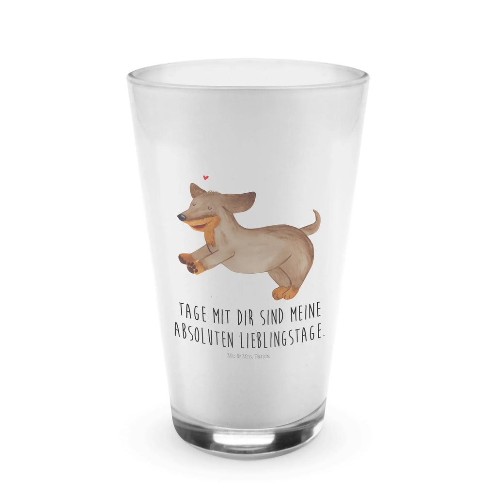 Glas Hund Dackel fröhlich Cappuccino Glas, Glas, Cappuccino Tasse, Latte Macchiato, Hund, Hundemotiv, Haustier, Hunderasse, Tierliebhaber, Hundebesitzer, Sprüche, Hunde, Dackel, Dachshund, happy dog