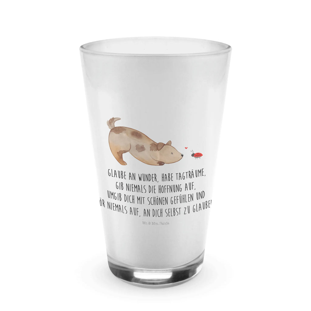 Glas Hund Marienkäfer Cappuccino Glas, Glas, Cappuccino Tasse, Latte Macchiato, Hund, Hundemotiv, Haustier, Hunderasse, Tierliebhaber, Hundebesitzer, Sprüche, Hunde, Hundespruch, Marienkäfer, Mischling, Mischlinghund