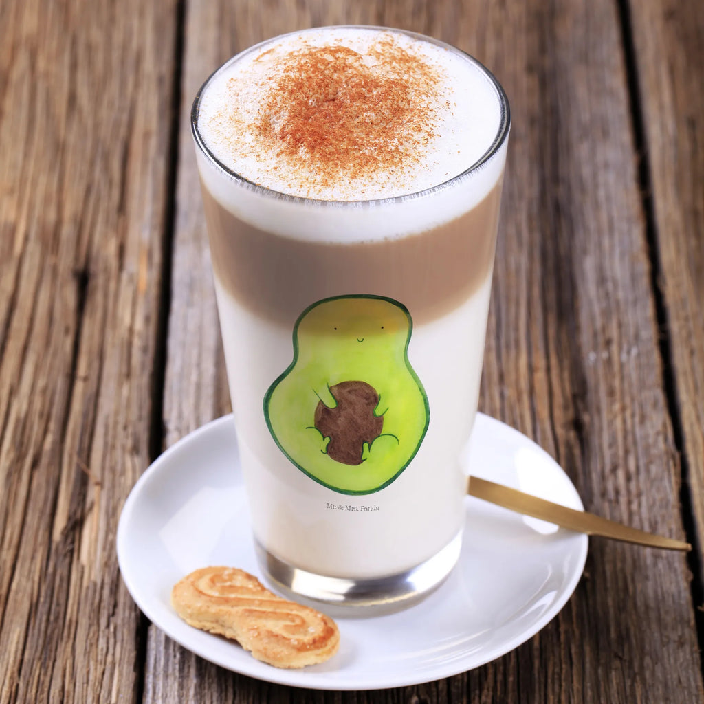 Glas Avocado mit Kern Cappuccino Glas, Glas, Cappuccino Tasse, Latte Macchiato, Avocado, Veggie, Vegan, Gesund, Avokado, Avocadokern, Kern, Pflanze, Spruch Leben