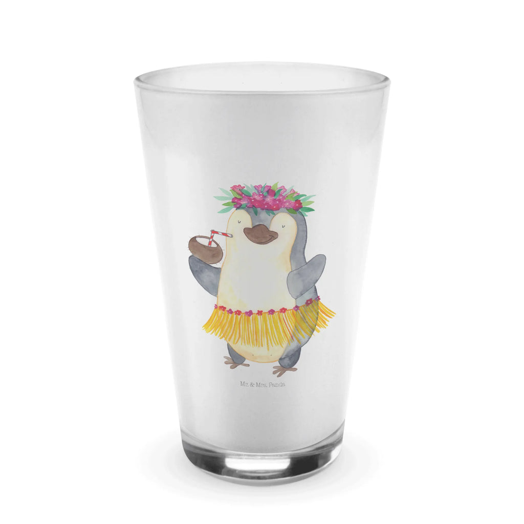 Glas Pinguin Kokosnuss Cappuccino Glas, Glas, Cappuccino Tasse, Latte Macchiato, Pinguin, Aloha, Hawaii, Urlaub, Kokosnuss, Pinguine