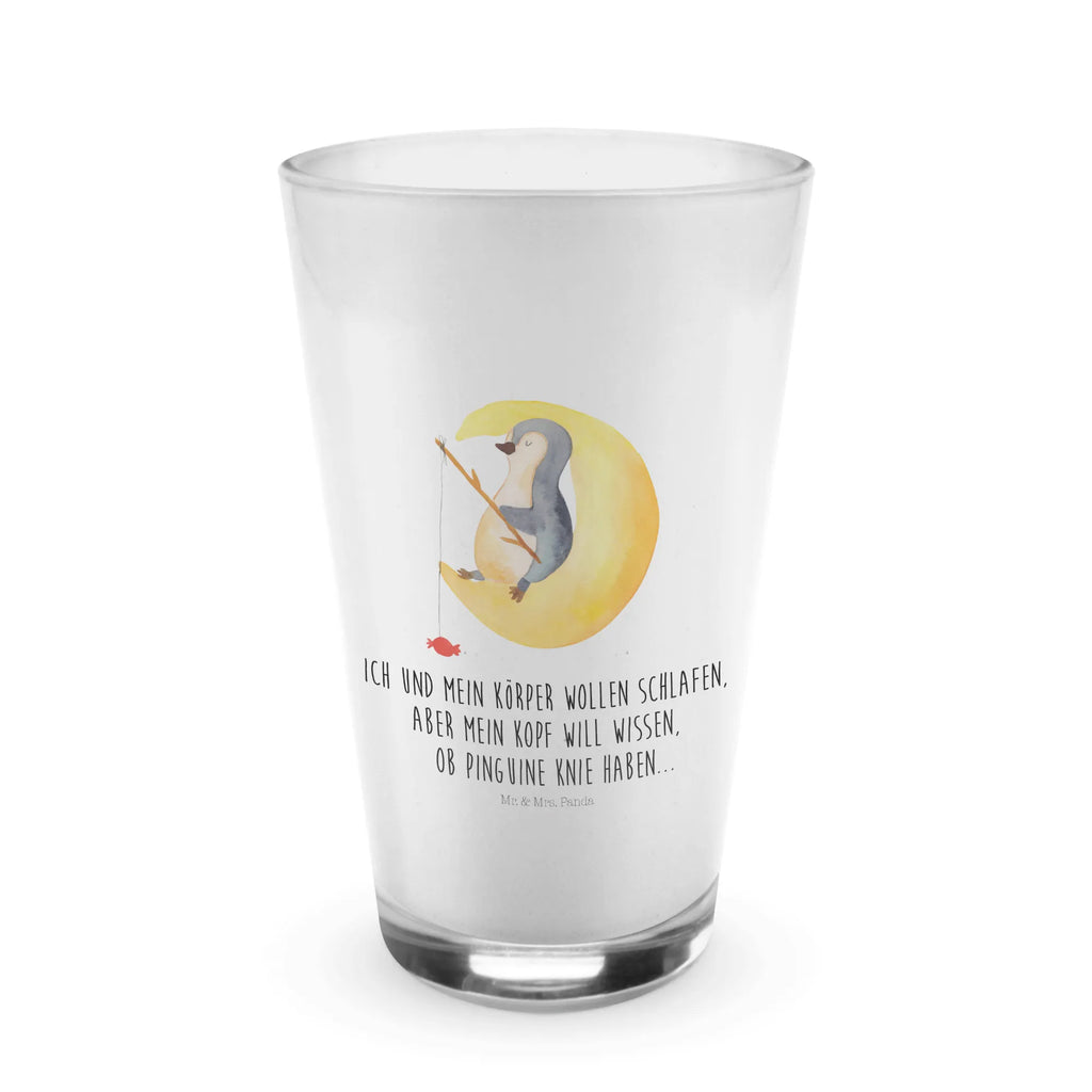 Glas Pinguin Mond Cappuccino Glas, Glas, Cappuccino Tasse, Latte Macchiato, Pinguin, Pinguine, Spruch, schlafen, Nachtruhe, Einschlafen, Schlafzimmer, Schlafstörungen, Gästezimmer