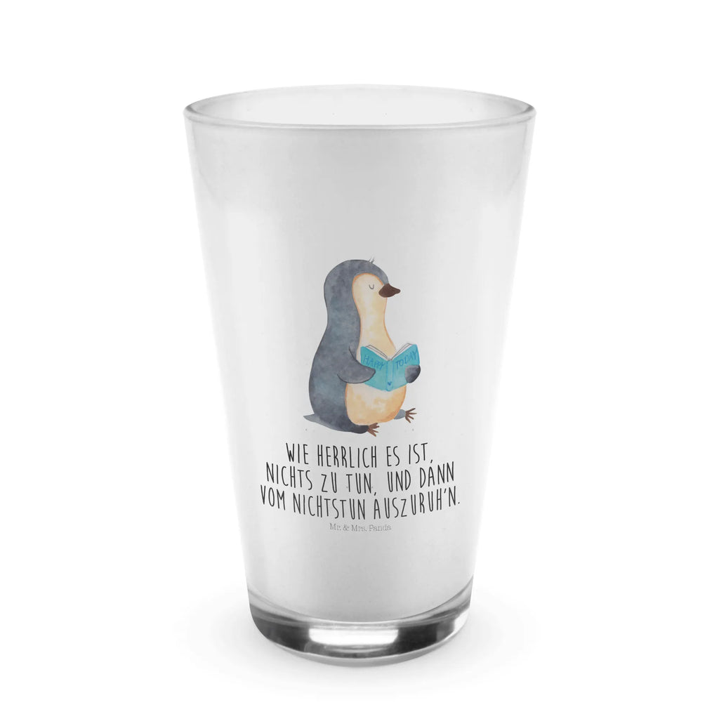 Glas Pinguin Buch Cappuccino Glas, Glas, Cappuccino Tasse, Latte Macchiato, Pinguin, Pinguine, Buch, Lesen, Bücherwurm, Nichtstun, Faulenzen, Ferien, Urlaub, Freizeit