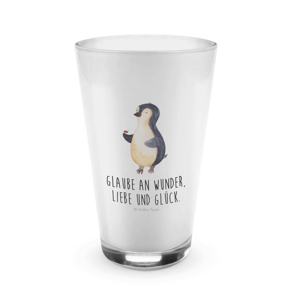 Glas Pinguin Marienkäfer Cappuccino Glas, Glas, Cappuccino Tasse, Latte Macchiato, Pinguin, Pinguine, Marienkäfer, Liebe, Wunder, Glück, Freude, Lebensfreude