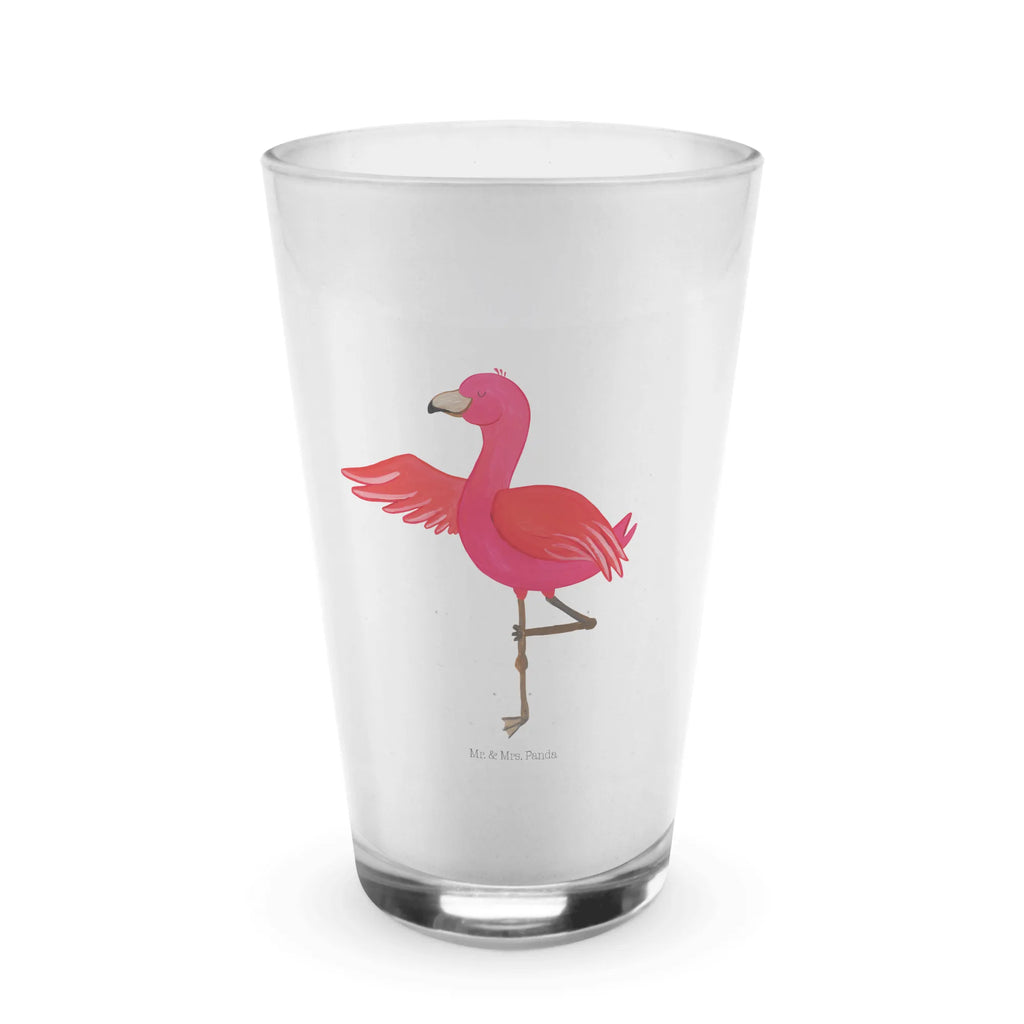 Glas Flamingo Yoga Cappuccino Glas, Glas, Cappuccino Tasse, Latte Macchiato, Flamingo, Vogel, Yoga, Namaste, Achtsamkeit, Yoga-Übung, Entspannung, Ärger, Aufregen, Tiefenentspannung