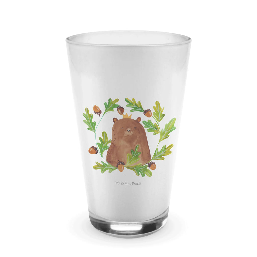 Glas Bär König Cappuccino Glas, Glas, Cappuccino Tasse, Latte Macchiato, Bär, Teddy, Teddybär, Papa, Papa Bär, bester Vater, bester Papa, weltbester Papa, Vatertag, Vater, Dad, Daddy, Papi