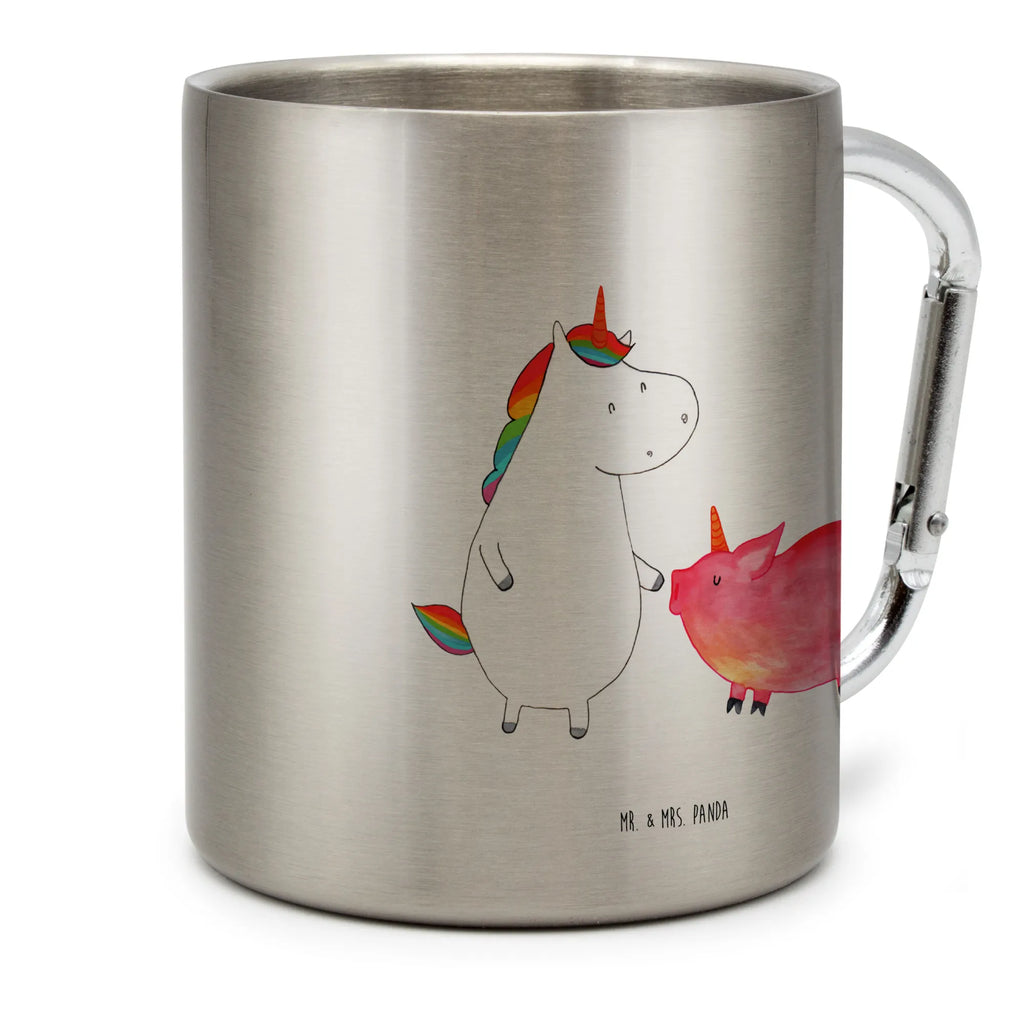 Edelstahlbecher Einhorn + Schweinhorn Edelstahltasse, Karabiner, Edelstahlbecher, Outdoor, Camping, Tasse, Becher, Einhorn, Einhörner, Einhorn Deko, Pegasus, Unicorn, Freundschaft, Schweinhorn, Schwein, Freundin, Schweinchen