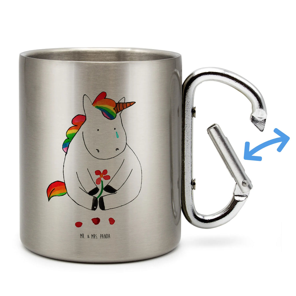 Edelstahlbecher Einhorn Traurig Edelstahltasse, Karabiner, Edelstahlbecher, Outdoor, Camping, Tasse, Becher, Einhorn, Einhörner, Einhorn Deko, Pegasus, Unicorn, Glitzer, Trösten. Freundschaft, Freunde, Liebe, Trauer, Grußkarte, Blume