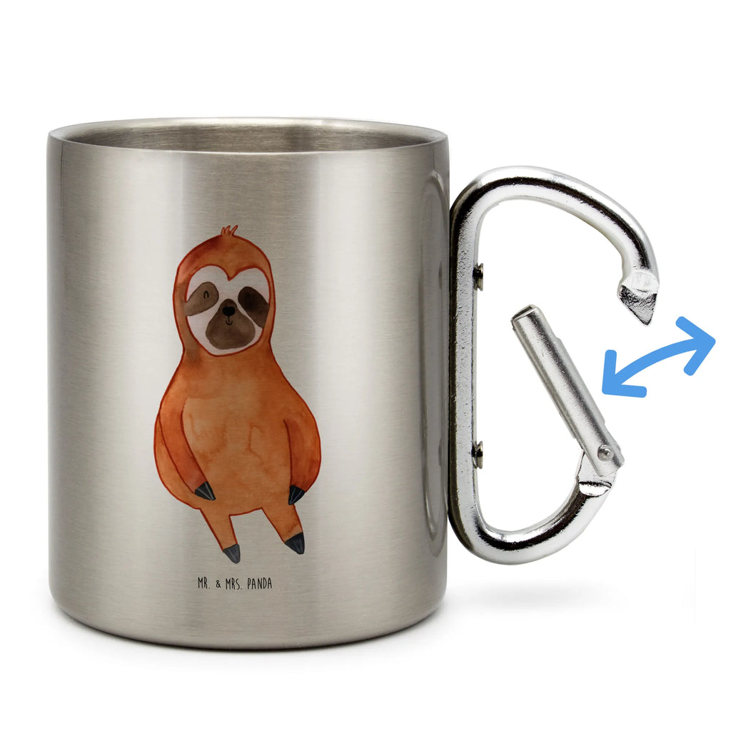 Edelstahlbecher Faultier Zufrieden Edelstahltasse, Karabiner, Edelstahlbecher, Outdoor, Camping, Tasse, Becher, Faultier, Faultier Geschenk, Faultier Deko, Faultiere, faul, Lieblingstier, Pause, relaxen, Glück, glücklich, zufrieden, happy, Zufriedenheit, Gelassenheit, Ruhe, Frieden