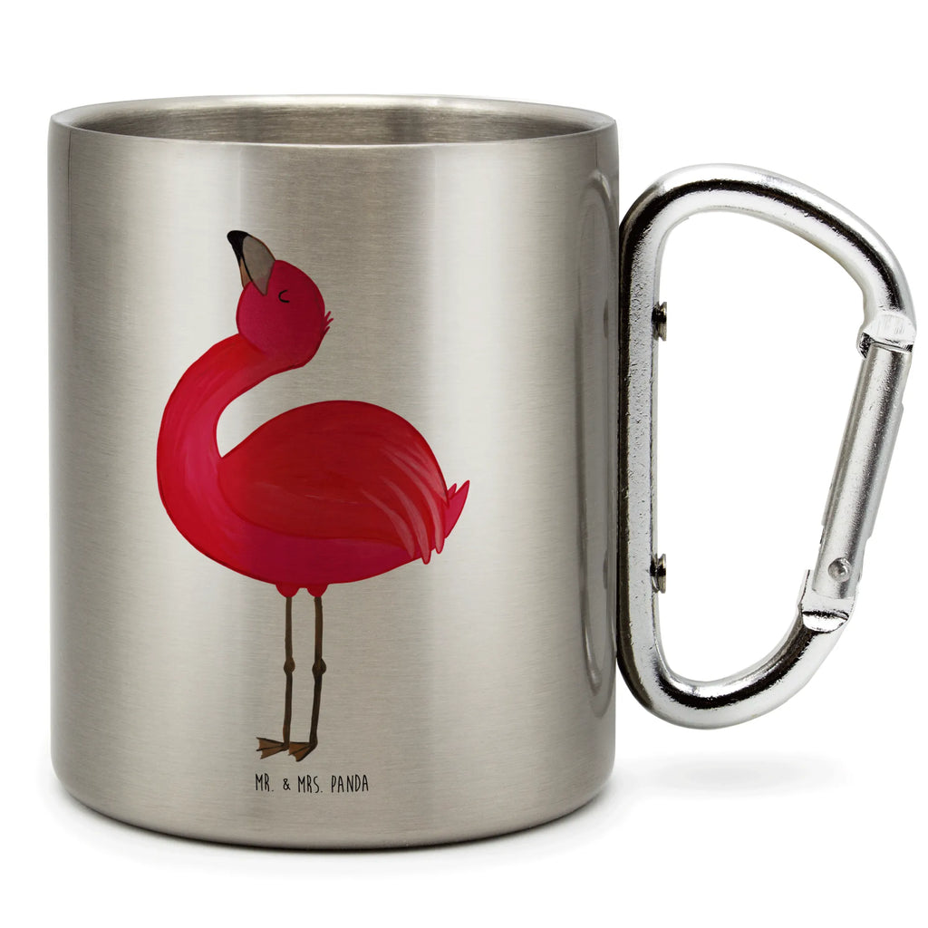 Edelstahlbecher Flamingo stolz Edelstahltasse, Karabiner, Edelstahlbecher, Outdoor, Camping, Tasse, Becher, Flamingo, stolz, Freude, Selbstliebe, Selbstakzeptanz, Freundin, beste Freundin, Tochter, Mama, Schwester