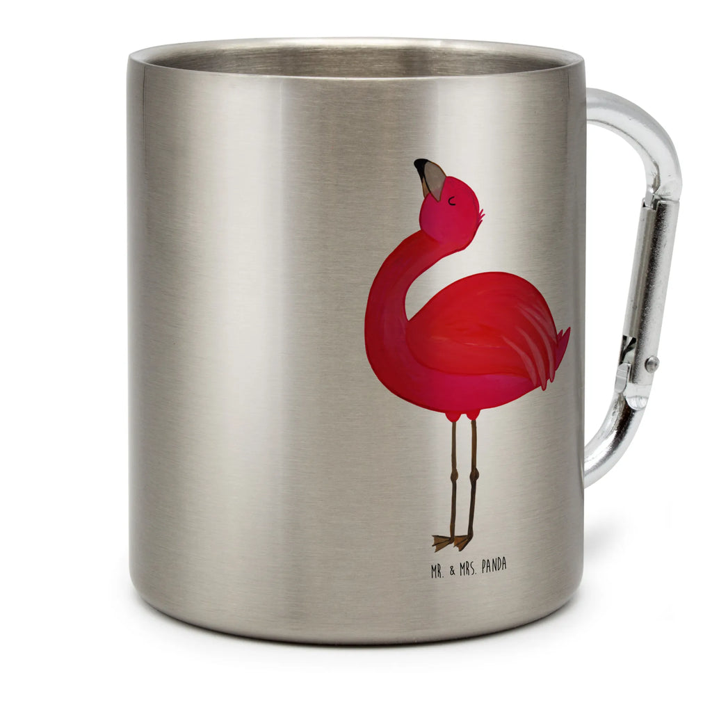 Edelstahlbecher Flamingo stolz Edelstahltasse, Karabiner, Edelstahlbecher, Outdoor, Camping, Tasse, Becher, Flamingo, stolz, Freude, Selbstliebe, Selbstakzeptanz, Freundin, beste Freundin, Tochter, Mama, Schwester