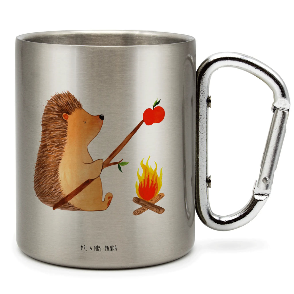 Edelstahlbecher Igel grillt Edelstahltasse, Karabiner, Edelstahlbecher, Outdoor, Camping, Tasse, Becher, Tiermotive, Gute Laune, lustige Sprüche, Tiere, Igel, Grillen, Ziele, Motivation, arbeitslos, Sinn des Lebens, Spruch