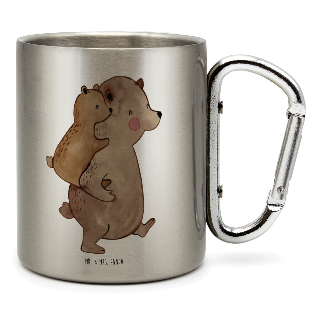 Edelstahlbecher Papa Bär Edelstahltasse, Karabiner, Edelstahlbecher, Outdoor, Camping, Tasse, Becher, Familie, Vatertag, Muttertag, Bruder, Schwester, Mama, Papa, Oma, Opa, Geschenk, Vater, Papi, Vati, Onkel, Geburtstag