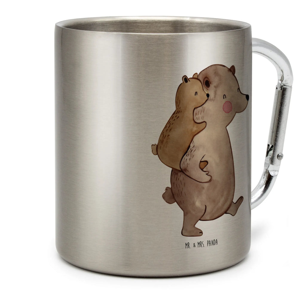 Edelstahlbecher Papa Bär Edelstahltasse, Karabiner, Edelstahlbecher, Outdoor, Camping, Tasse, Becher, Familie, Vatertag, Muttertag, Bruder, Schwester, Mama, Papa, Oma, Opa, Geschenk, Vater, Papi, Vati, Onkel, Geburtstag