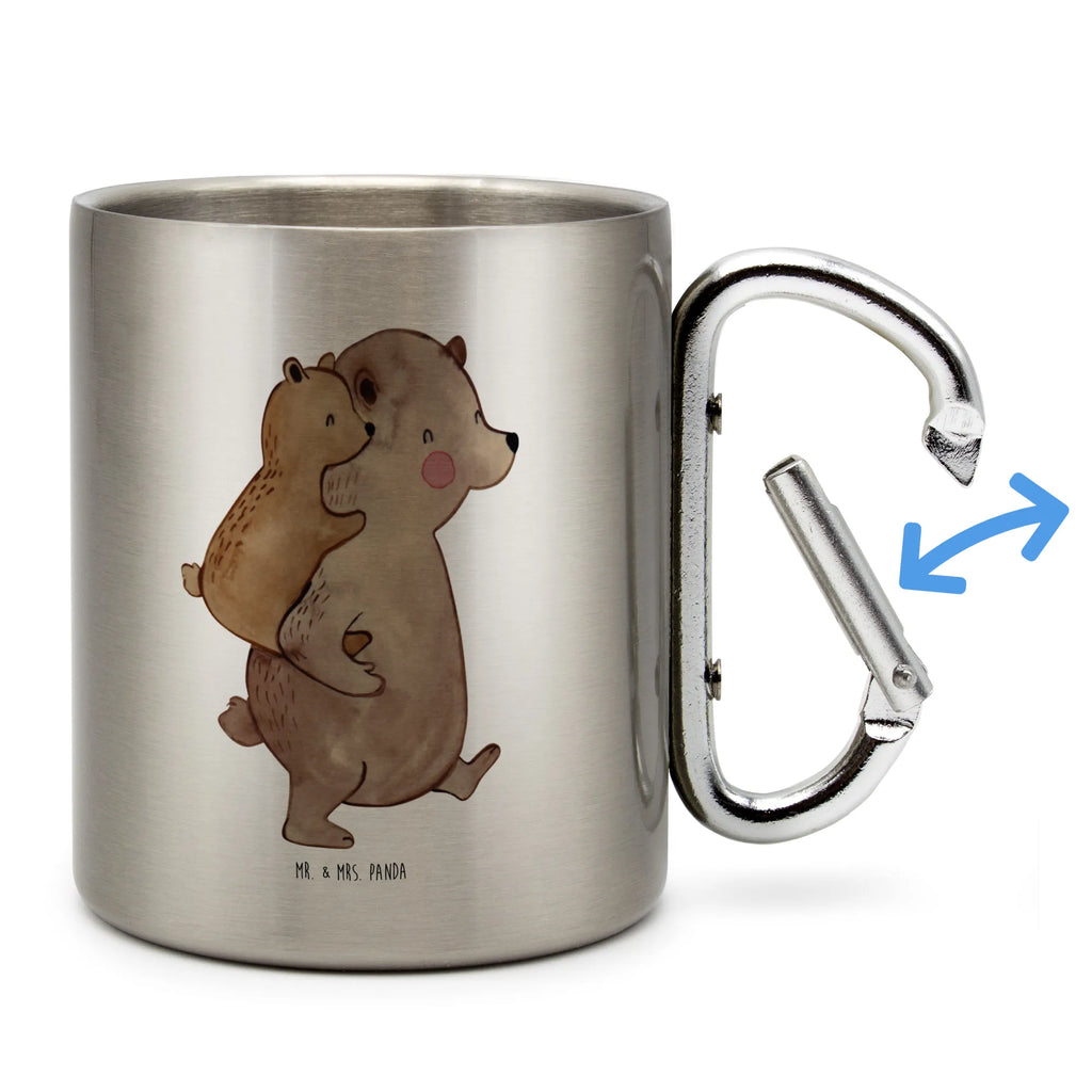 Edelstahlbecher Papa Bär Edelstahltasse, Karabiner, Edelstahlbecher, Outdoor, Camping, Tasse, Becher, Familie, Vatertag, Muttertag, Bruder, Schwester, Mama, Papa, Oma, Opa, Geschenk, Vater, Papi, Vati, Onkel, Geburtstag