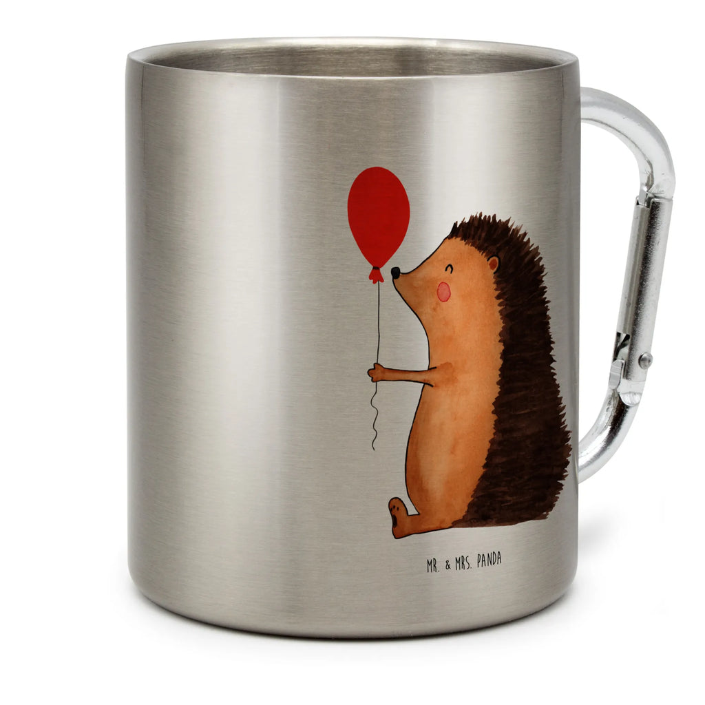 Edelstahlbecher Igel mit Luftballon Edelstahltasse, Karabiner, Edelstahlbecher, Outdoor, Camping, Tasse, Becher, Tiermotive, Gute Laune, lustige Sprüche, Tiere, Igel, Geburtstag, Herzlichen Glückwunsch, Glückwunsch, Geburtstagskind, Ballon, Happy Birthday