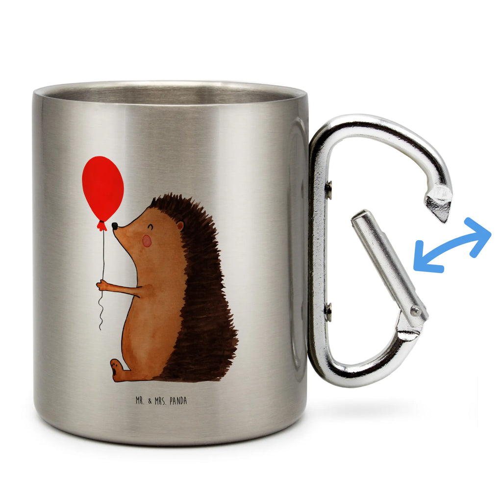 Edelstahlbecher Igel mit Luftballon Edelstahltasse, Karabiner, Edelstahlbecher, Outdoor, Camping, Tasse, Becher, Tiermotive, Gute Laune, lustige Sprüche, Tiere, Igel, Geburtstag, Herzlichen Glückwunsch, Glückwunsch, Geburtstagskind, Ballon, Happy Birthday