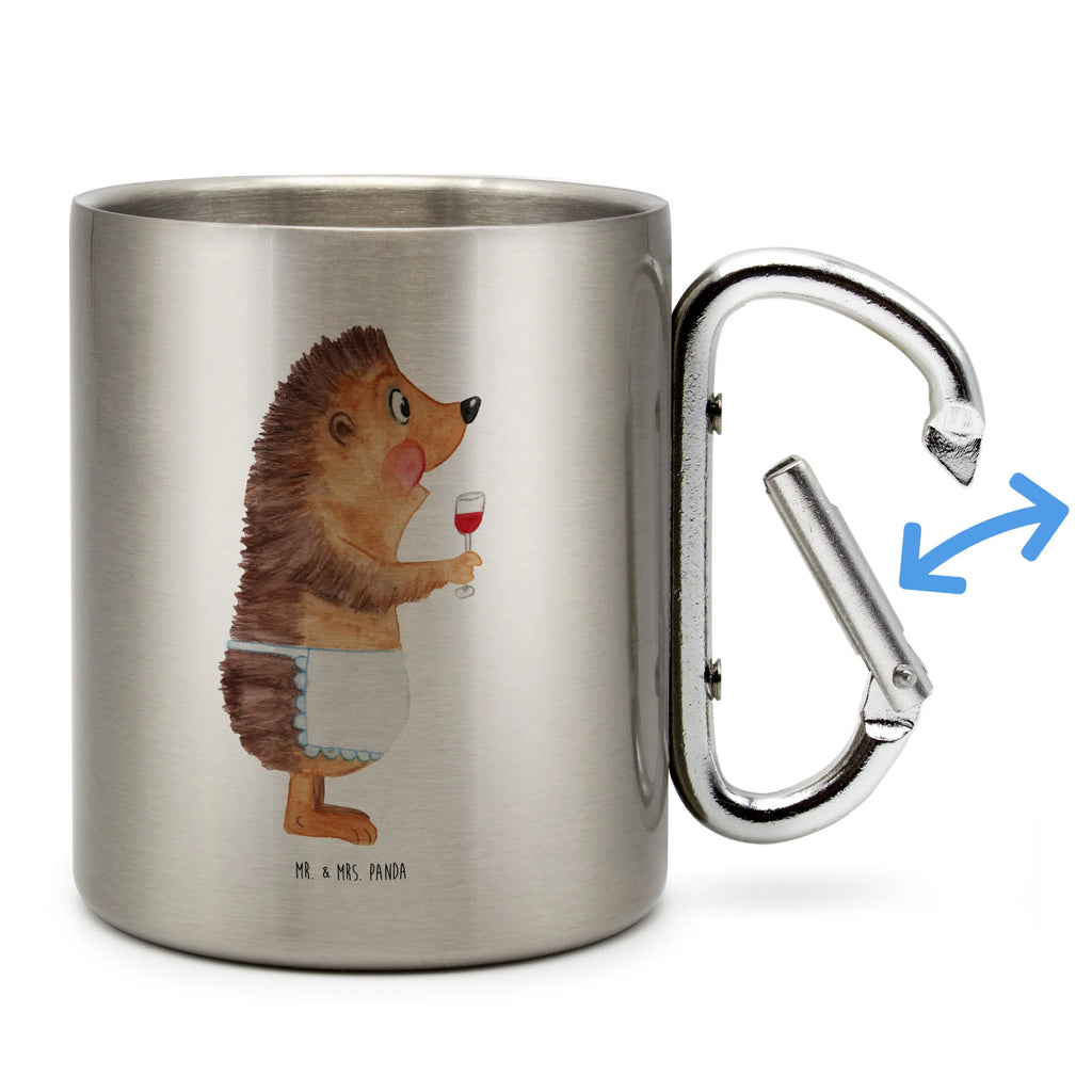 Edelstahlbecher Igel mit Wein Edelstahltasse, Karabiner, Edelstahlbecher, Outdoor, Camping, Tasse, Becher, Tiermotive, Gute Laune, lustige Sprüche, Tiere, Wein Spruch, Igel, Geschenk Weintrinker, Geschenk Weinliebhaber, Wein Deko, Weinglas, Rotwein, Weißwein, Wein trinken