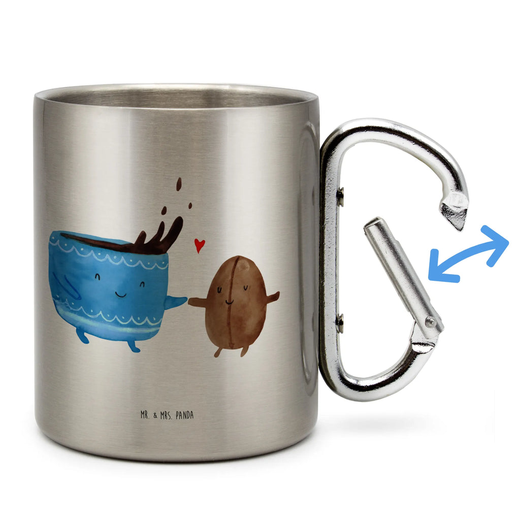 Edelstahlbecher Kaffee Bohne Edelstahltasse, Karabiner, Edelstahlbecher, Outdoor, Camping, Tasse, Becher, Tiermotive, Gute Laune, lustige Sprüche, Tiere, Kaffee, Kaffeebohne, Genuss, Zufriedenheit, Glück