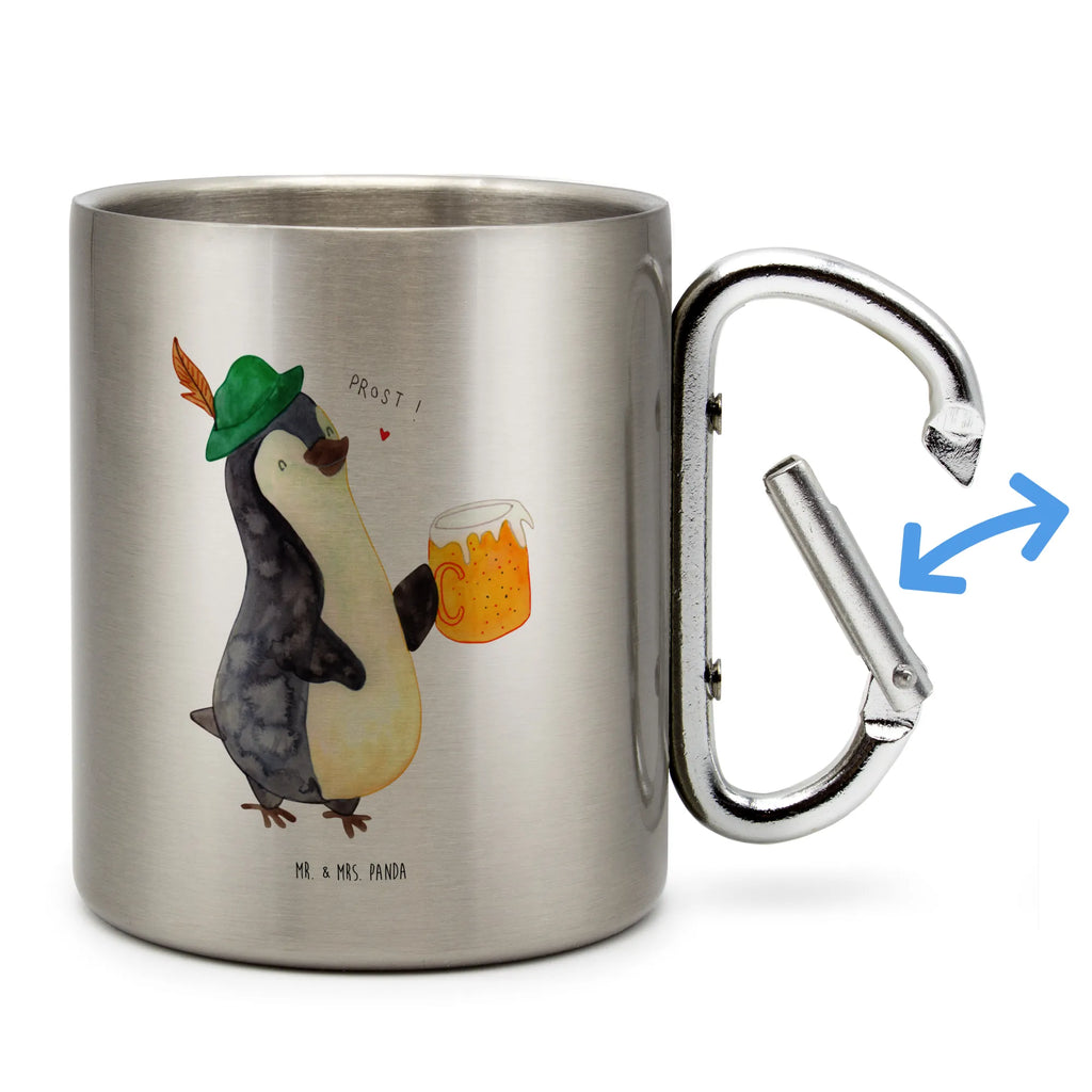 Edelstahlbecher Pinguin Bier Edelstahltasse, Karabiner, Edelstahlbecher, Outdoor, Camping, Tasse, Becher, Pinguin, Pinguine, Bier, Oktoberfest