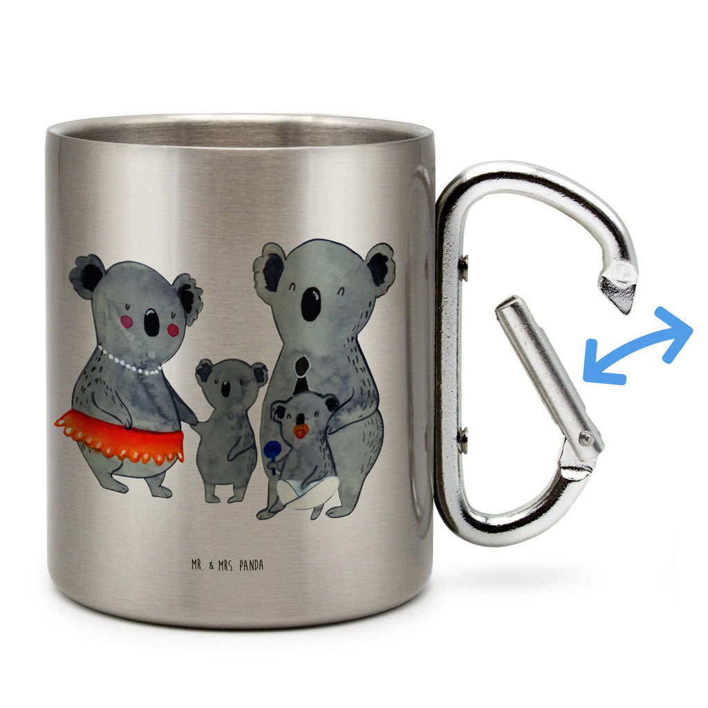 Edelstahlbecher Koala Familie Edelstahltasse, Karabiner, Edelstahlbecher, Outdoor, Camping, Tasse, Becher, Familie, Vatertag, Muttertag, Bruder, Schwester, Mama, Papa, Oma, Opa, Koala, Koalas, Family, Kinder, Geschwister, Familienleben