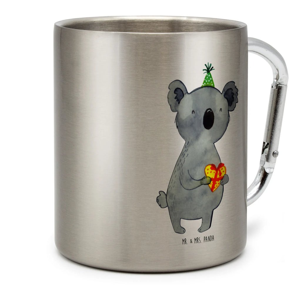 Edelstahlbecher Koala Geschenk Edelstahltasse, Karabiner, Edelstahlbecher, Outdoor, Camping, Tasse, Becher, Koala, Koalabär, Geschenk, Geburtstag, Party