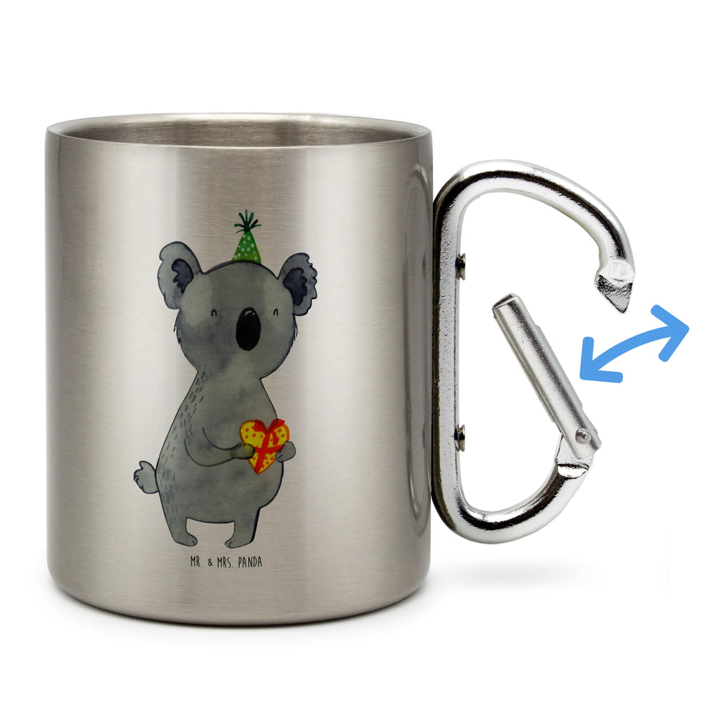 Edelstahlbecher Koala Geschenk Edelstahltasse, Karabiner, Edelstahlbecher, Outdoor, Camping, Tasse, Becher, Koala, Koalabär, Geschenk, Geburtstag, Party