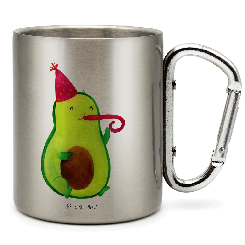 Edelstahlbecher Avocado Partyhupe Edelstahltasse, Karabiner, Edelstahlbecher, Outdoor, Camping, Tasse, Becher, Avocado, Veggie, Vegan, Gesund, Party, Feierlichkeit, Feier, Fete, Geburtstag, Gute Laune, Tröte