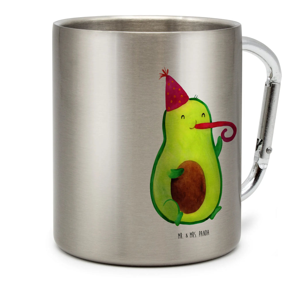 Edelstahlbecher Avocado Partyhupe Edelstahltasse, Karabiner, Edelstahlbecher, Outdoor, Camping, Tasse, Becher, Avocado, Veggie, Vegan, Gesund, Party, Feierlichkeit, Feier, Fete, Geburtstag, Gute Laune, Tröte