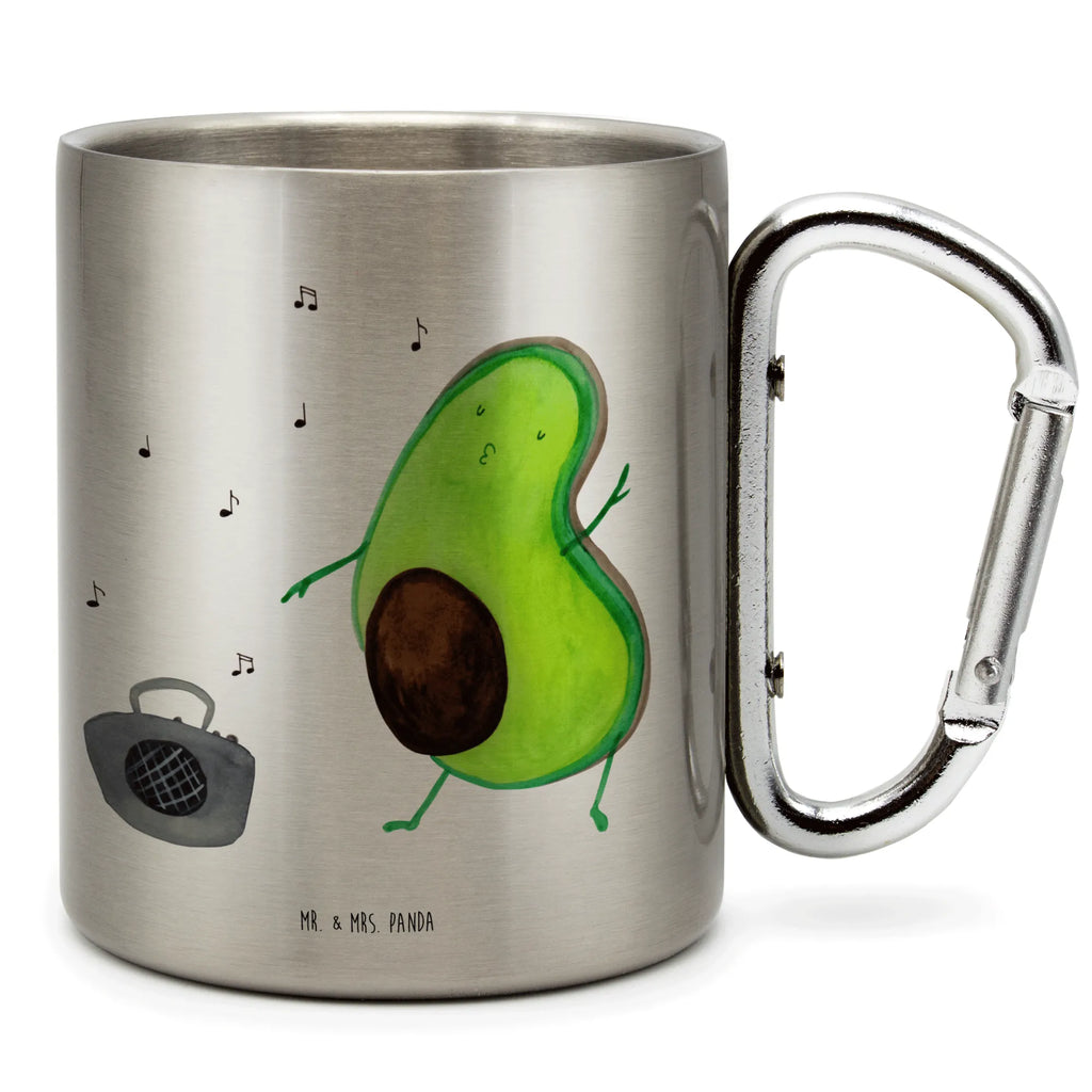 Edelstahlbecher Avocado tanzt Edelstahltasse, Karabiner, Edelstahlbecher, Outdoor, Camping, Tasse, Becher, Avocado, Veggie, Vegan, Gesund