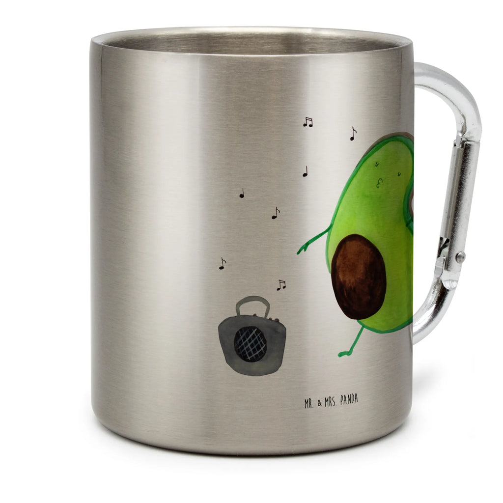 Edelstahlbecher Avocado tanzt Edelstahltasse, Karabiner, Edelstahlbecher, Outdoor, Camping, Tasse, Becher, Avocado, Veggie, Vegan, Gesund