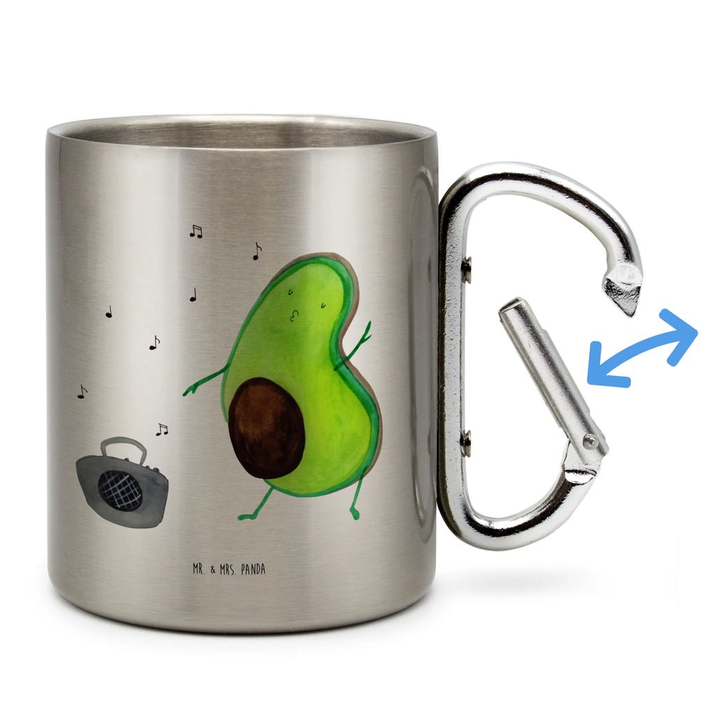 Edelstahlbecher Avocado tanzt Edelstahltasse, Karabiner, Edelstahlbecher, Outdoor, Camping, Tasse, Becher, Avocado, Veggie, Vegan, Gesund