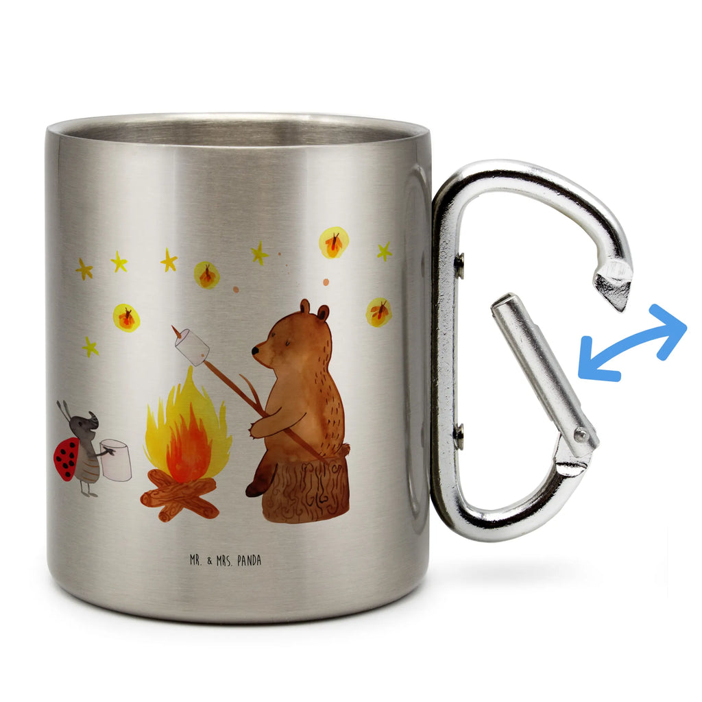 Edelstahlbecher Bär & Marienkäfer Lagerfeuer Edelstahltasse, Karabiner, Edelstahlbecher, Outdoor, Camping, Tasse, Becher, Bär, Teddy, Teddybär, Lagerfeuer