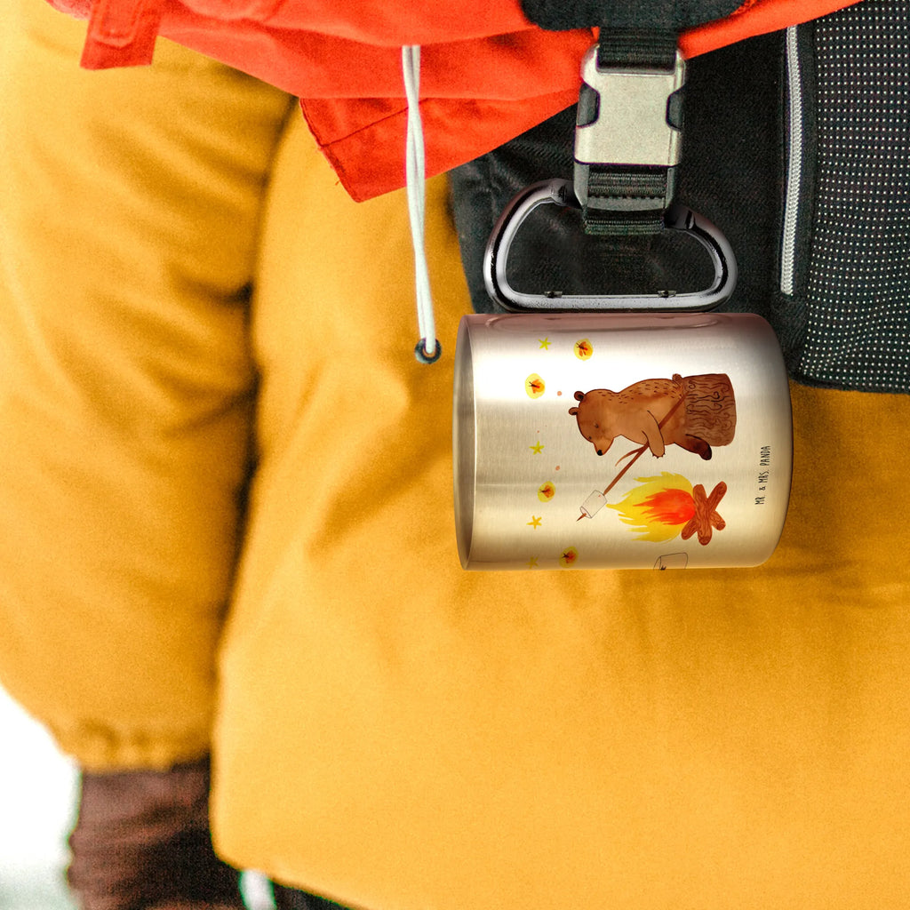 Edelstahlbecher Bär & Marienkäfer Lagerfeuer Edelstahltasse, Karabiner, Edelstahlbecher, Outdoor, Camping, Tasse, Becher, Bär, Teddy, Teddybär, Lagerfeuer